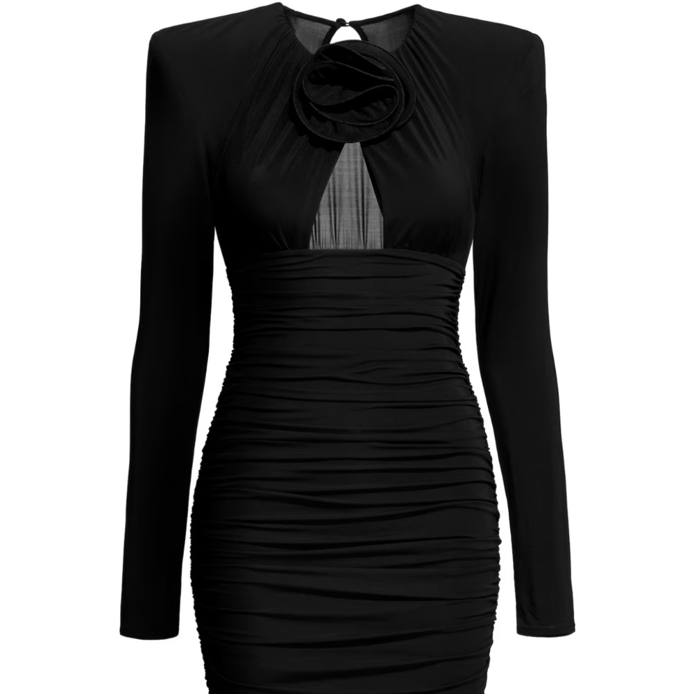 Magda Butrym X hm ROSE-APPLIQUÉD DRESS WITH SHOULDER PADS